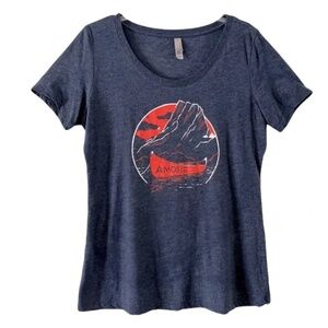 Next Level | Navy Blue Short Sleeve Amos Lee Graphic Band Tee, Women's XL